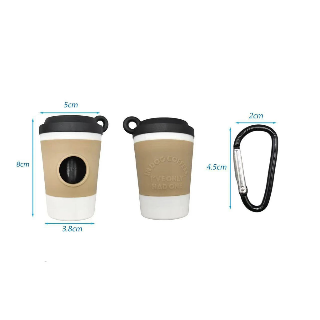 Trail & Tails Clip-On Poop Bag Dispenser — Coffee Cup Edition