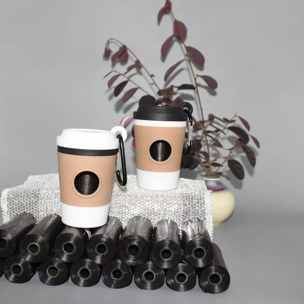 Trail & Tails Clip-On Poop Bag Dispenser — Coffee Cup Edition
