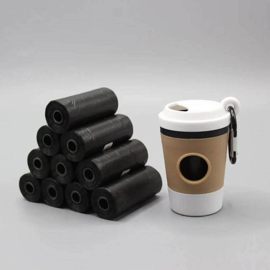 Trail & Tails Clip-On Poop Bag Dispenser — Coffee Cup Edition