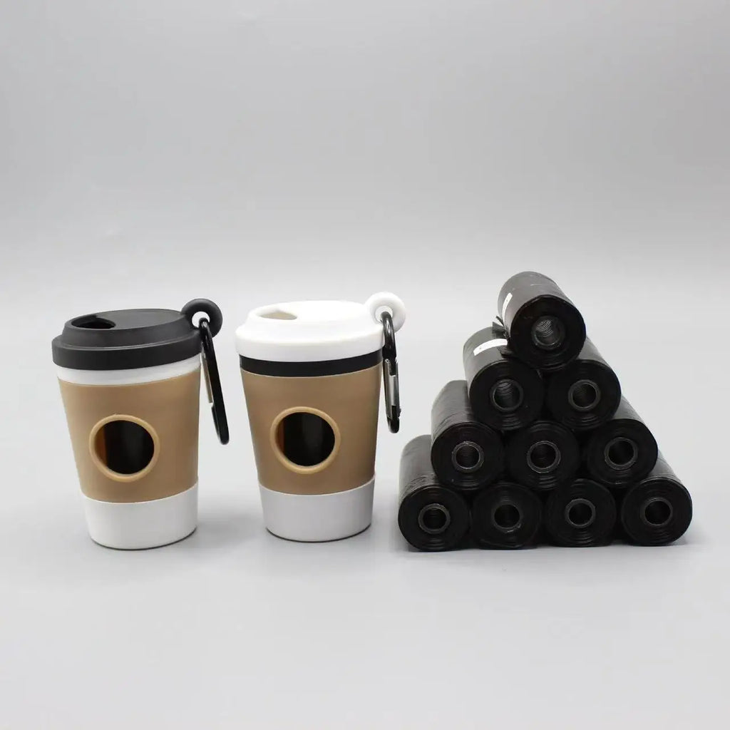 Trail & Tails Clip-On Poop Bag Dispenser — Coffee Cup Edition
