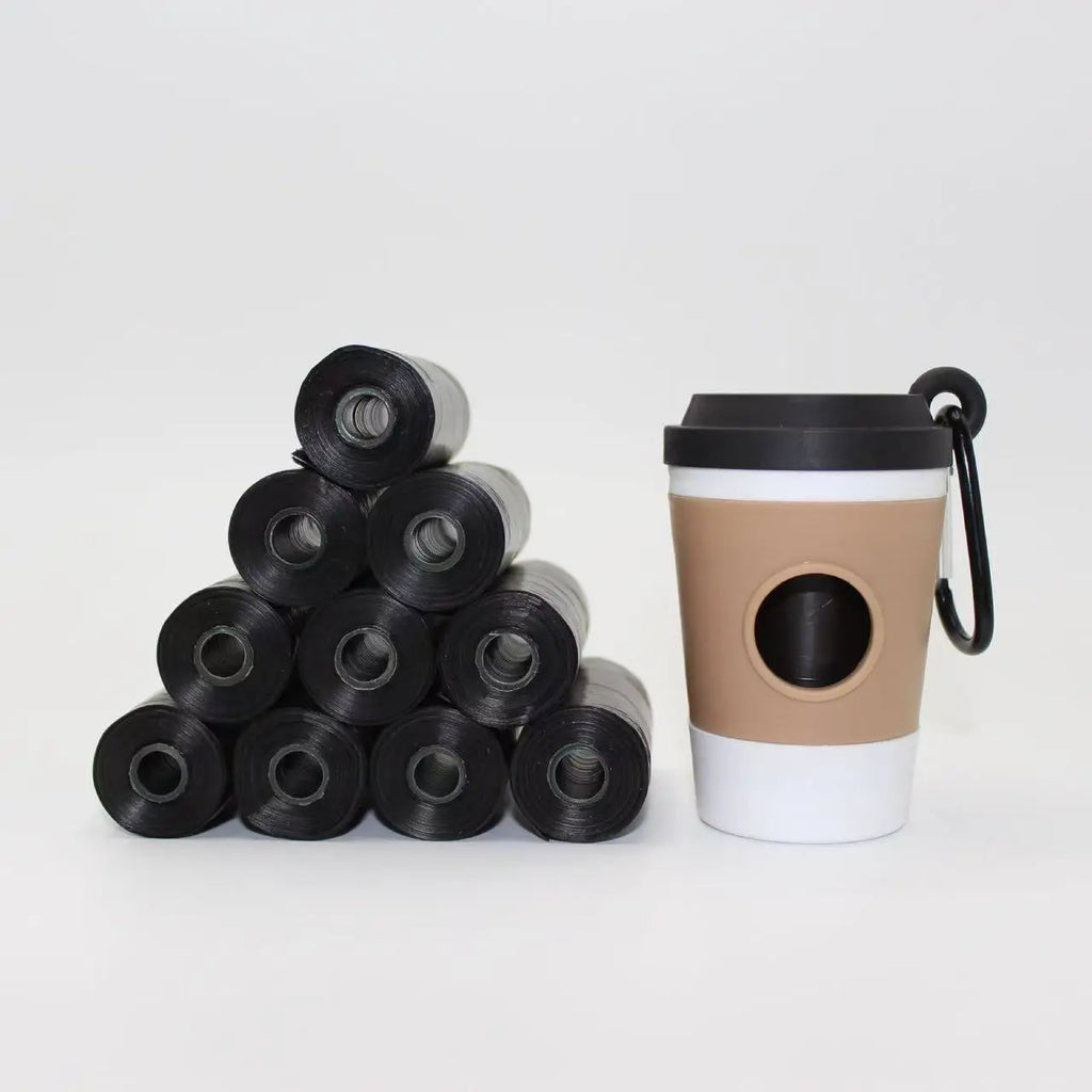 Trail & Tails Clip-On Poop Bag Dispenser — Coffee Cup Edition