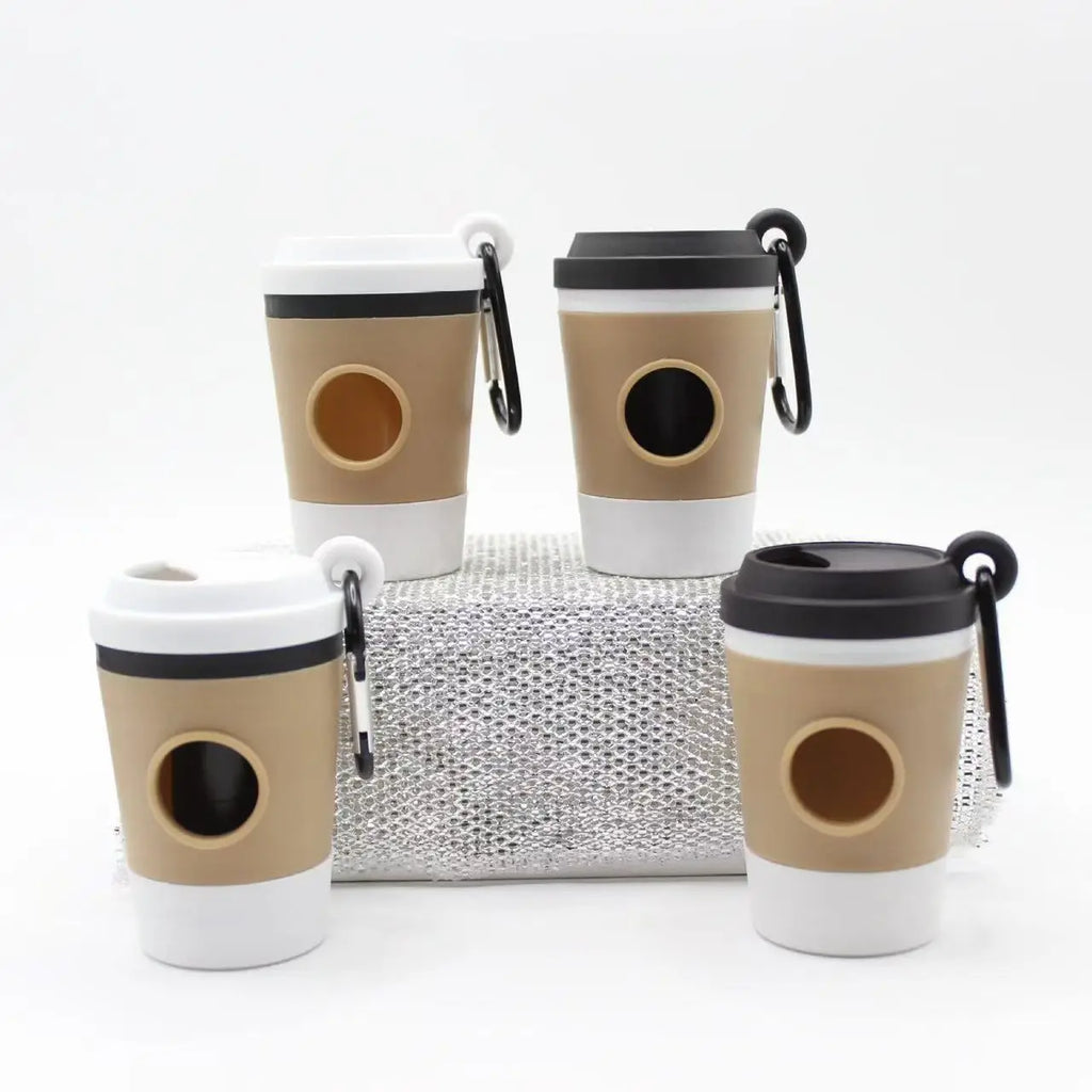 Trail & Tails Clip-On Poop Bag Dispenser — Coffee Cup Edition