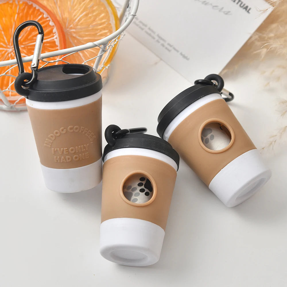 Trail & Tails Clip-On Poop Bag Dispenser — Coffee Cup Edition